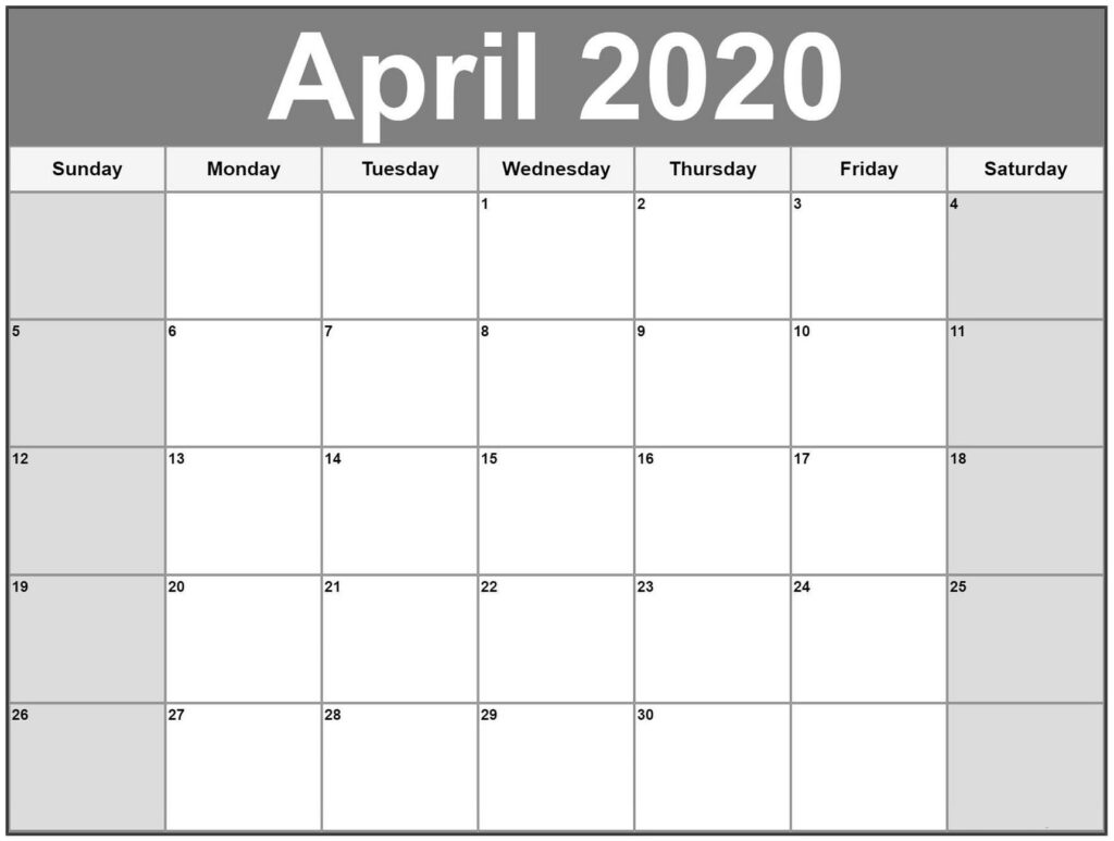 Large Printable Blank Monthly Calendar