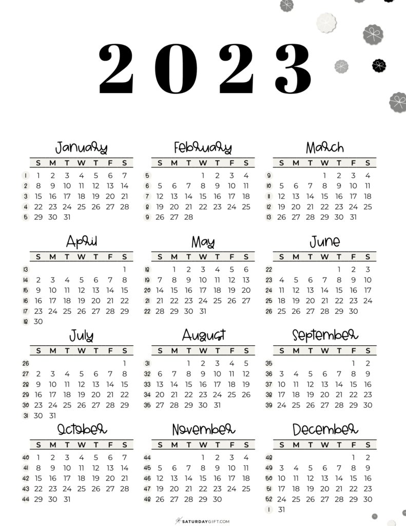 Year At A Glance Calendar 2023 Free Printable