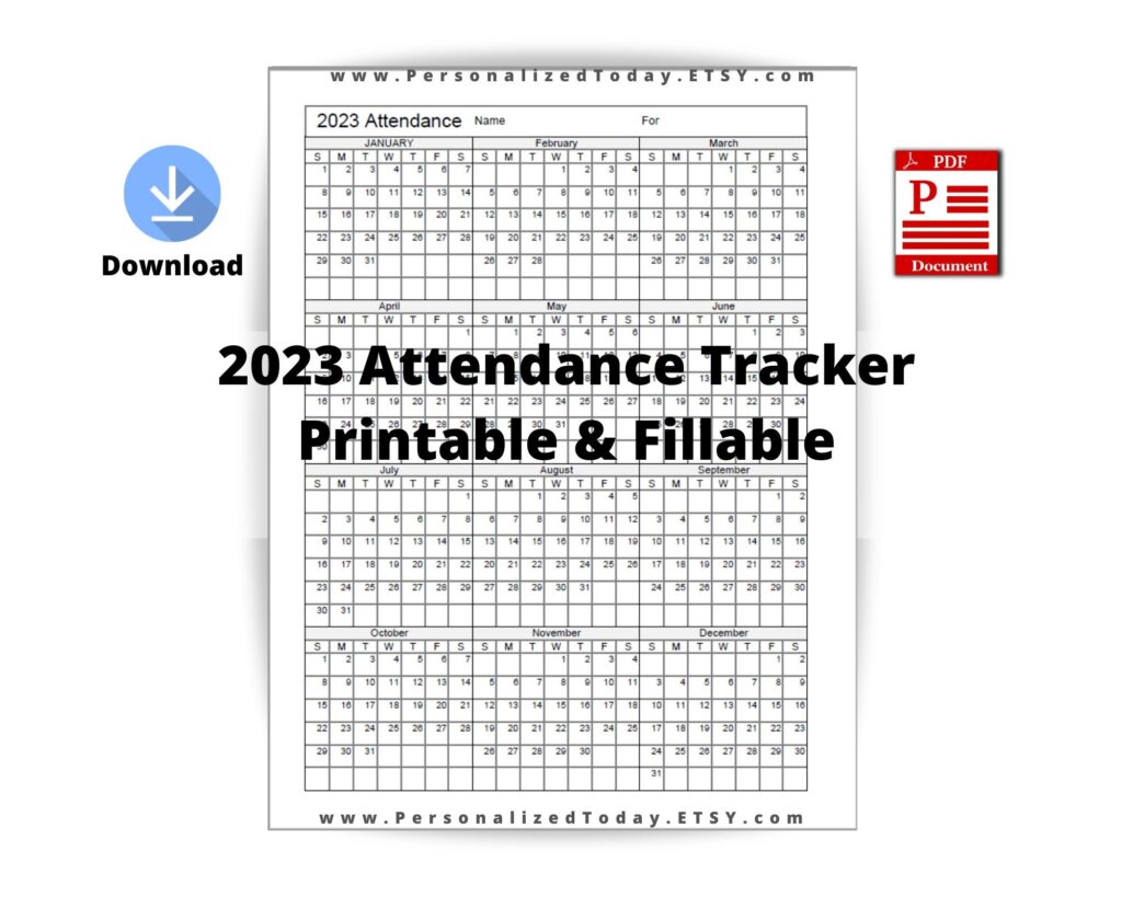 Free Printable 2023 Employee Attendance Calendar Pdf