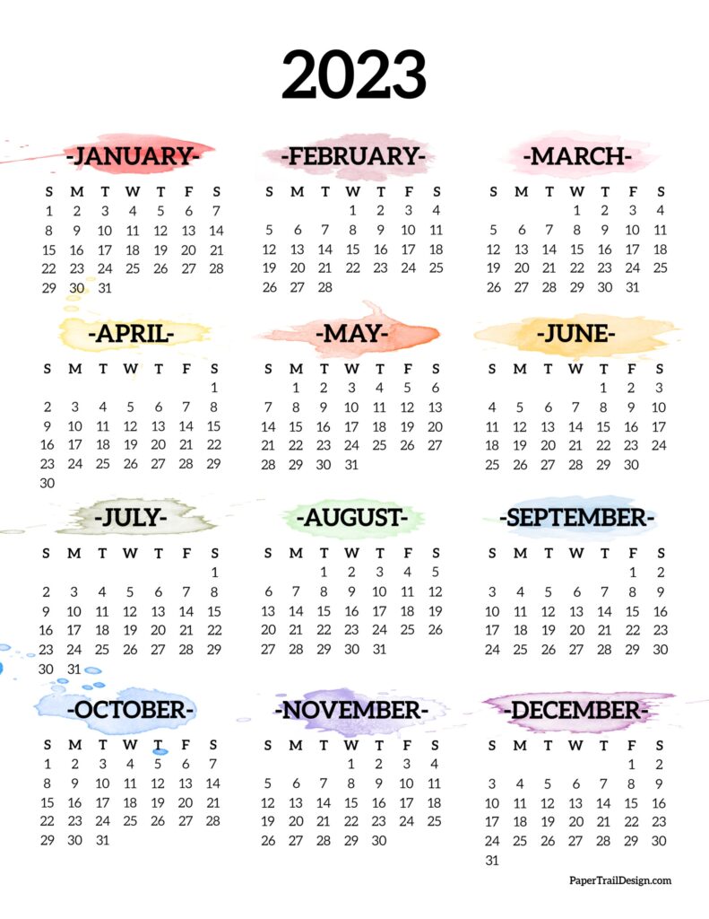 2023 Calendar Free Printable One Page