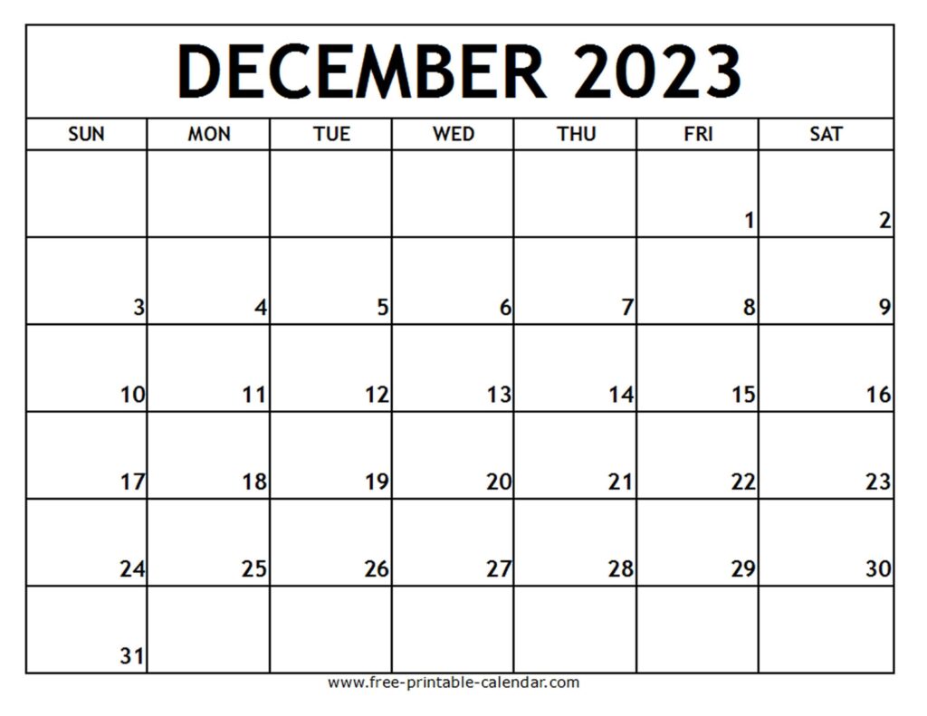 Free Printable Calendar December 2023 - 2024 Calendar Printable