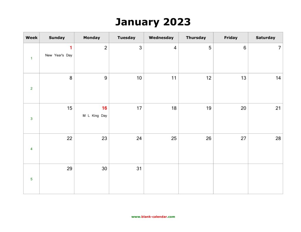 2023 Calendar With Holidays Printable Word Document