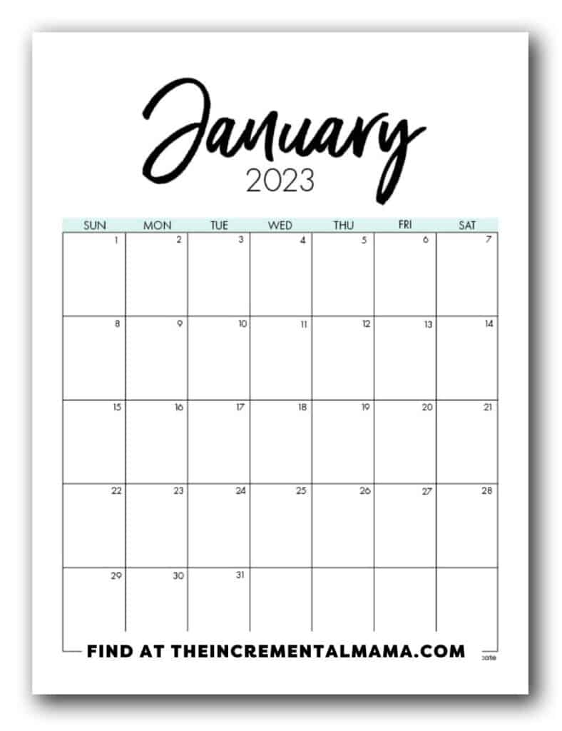 Free Printable Calendar Template 2023