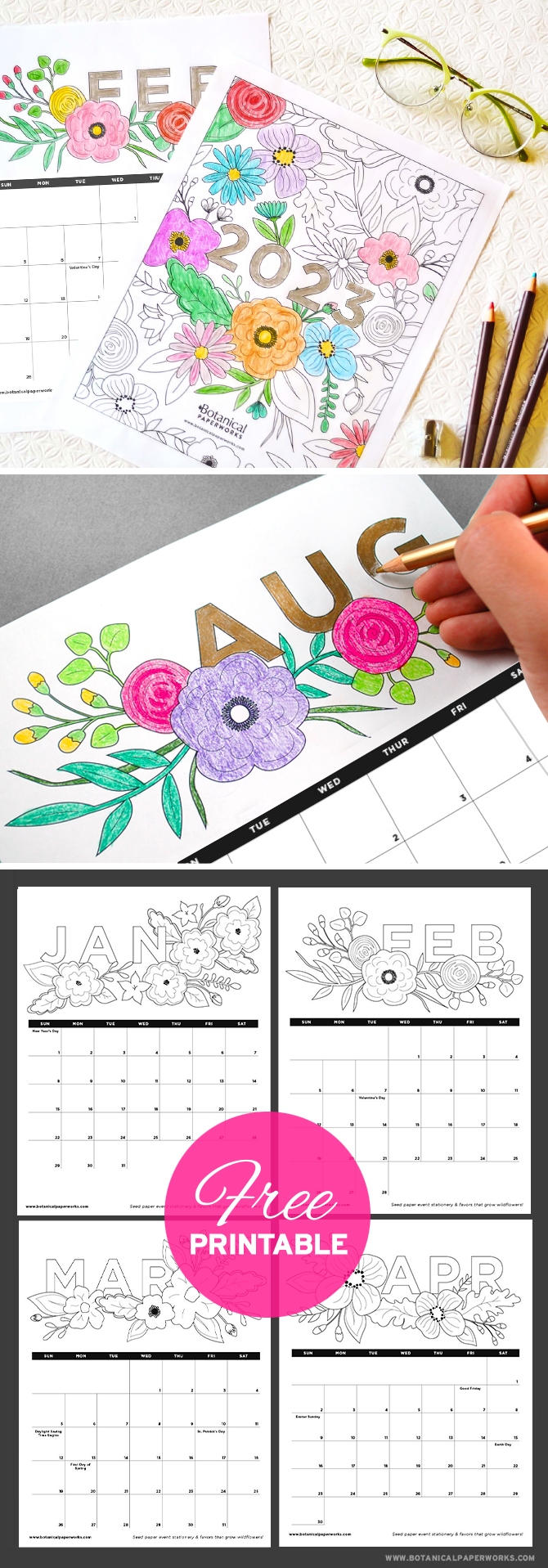 Free Printable Coloring Calendar 2023 2024 Calendar Printable