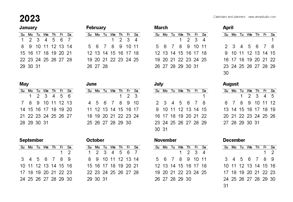 Free Printable Pocket Calendar 2023