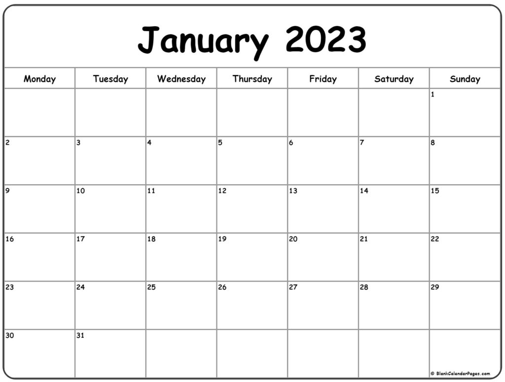 Free Printable 2023 Calendar Monday Start