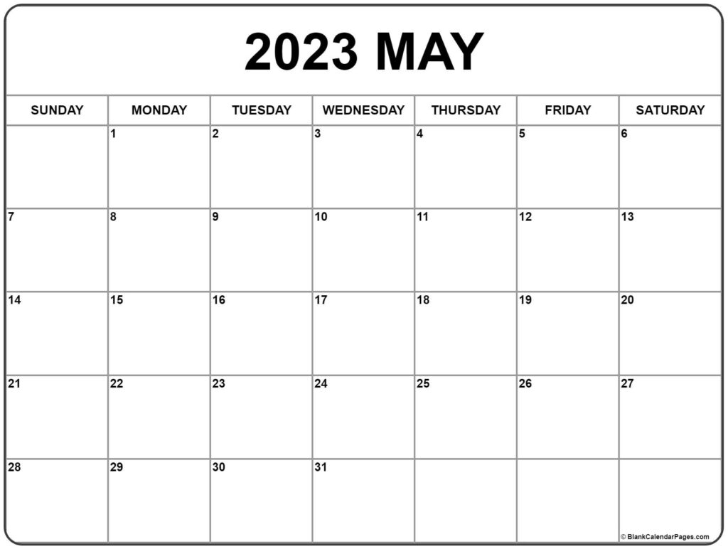 Printable Calendar For May 2023