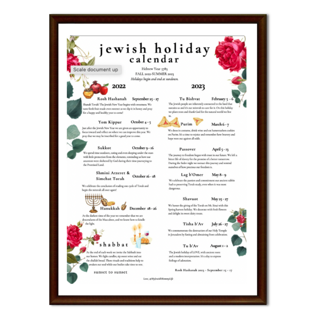 NEW Jewish Holiday Calendar For 2022 2023 Hebrew Year 5783 Is HERE My Jewish Mommy Life