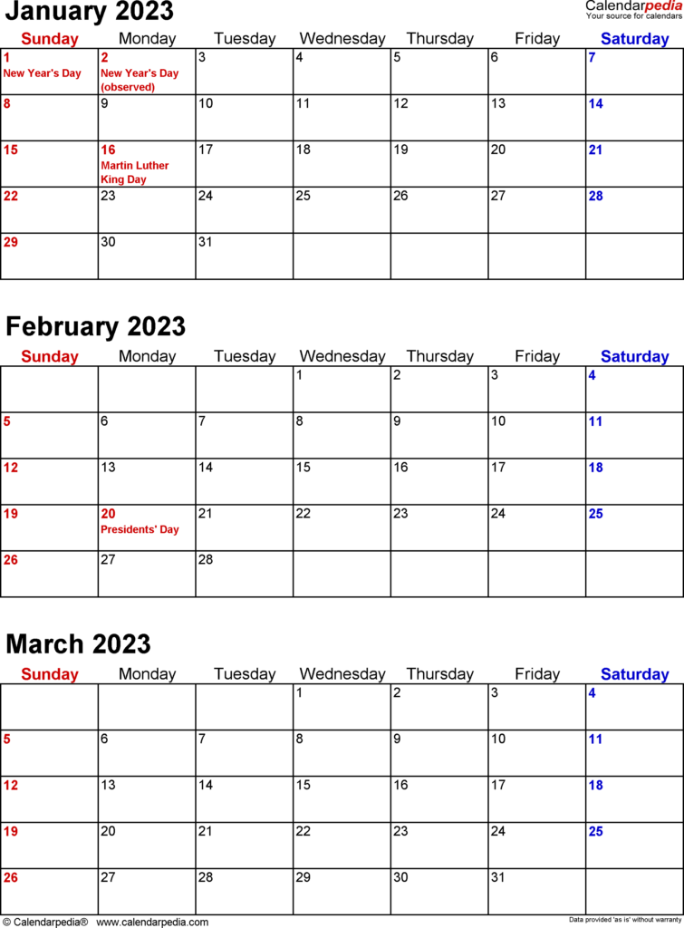 Quarterly Calendars 2023 Free Printable PDF Templates