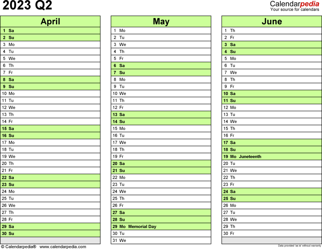 3 Month Printable Calendar 2023
