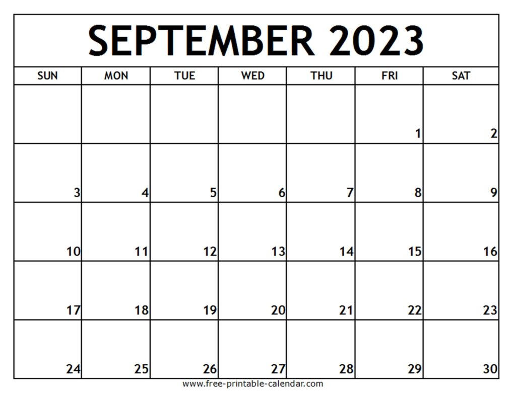 Printable Calendar For September 2023