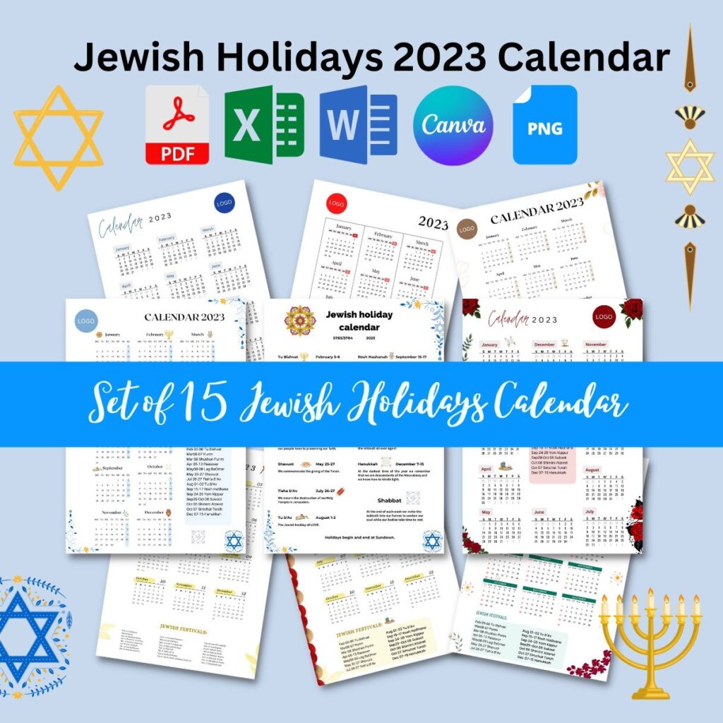 2023 Calendar With Jewish Holidays Printable - 2024 Calendar Printable