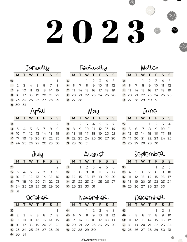 2023 Calendar With Week Numbers Printable