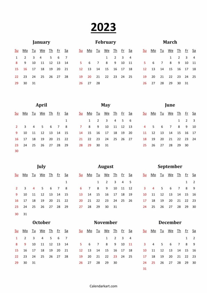 Free Printable Calendar 2023 Word
