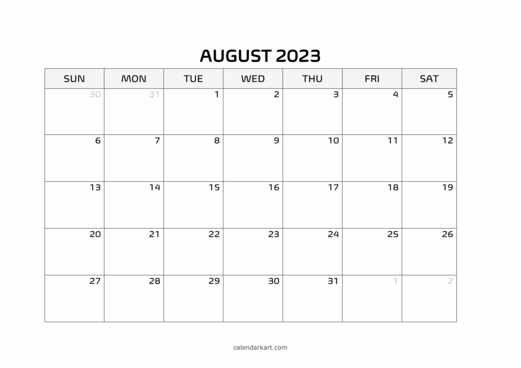 Printable Monthly Calendar 2023 Word