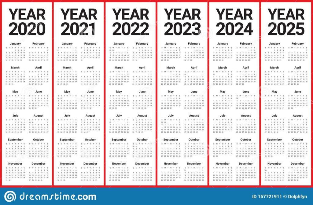 5 Year Calendar 2018 To 2023 Printable