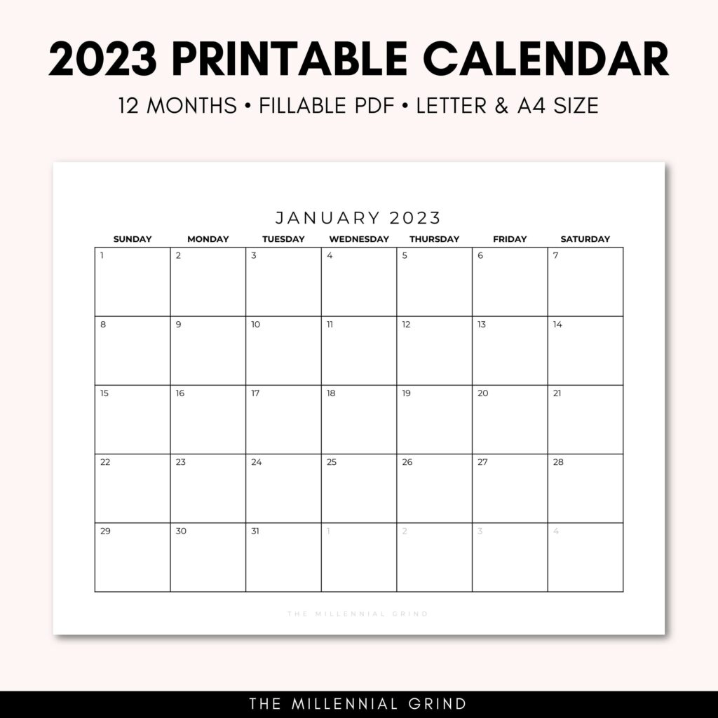Printable Blank Calendar 2023