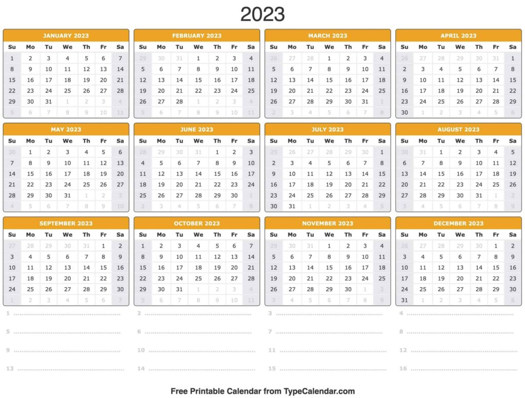 Printable Online Calendar 2023