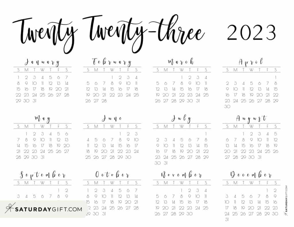 2023 Calendar Printable Cute Free 2023 Yearly Calendar Templates