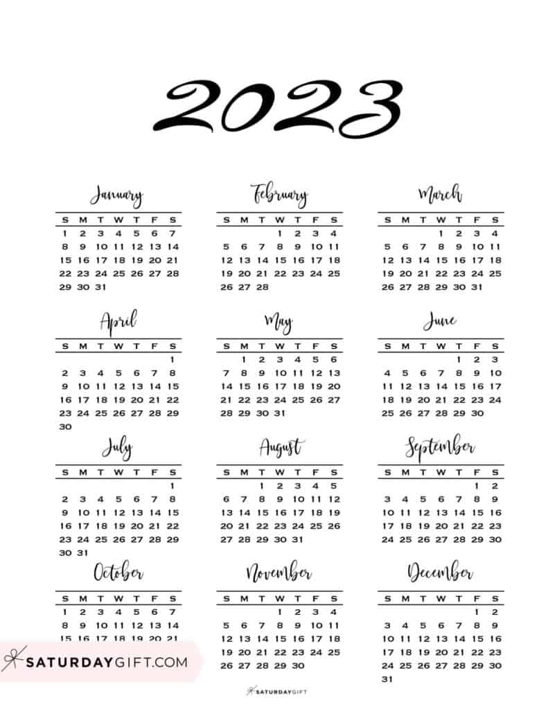 2023 Mini Calendar Printable