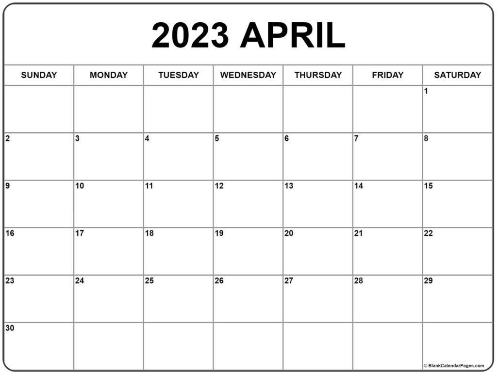 Calendar April 2023 Printable