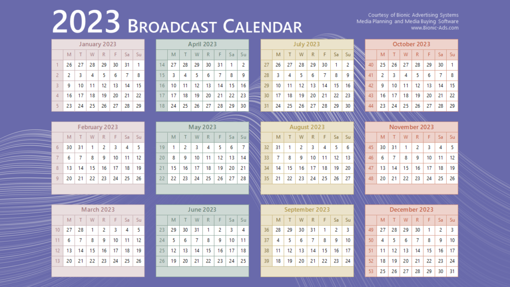 Printable 2023 Broadcast Calendar