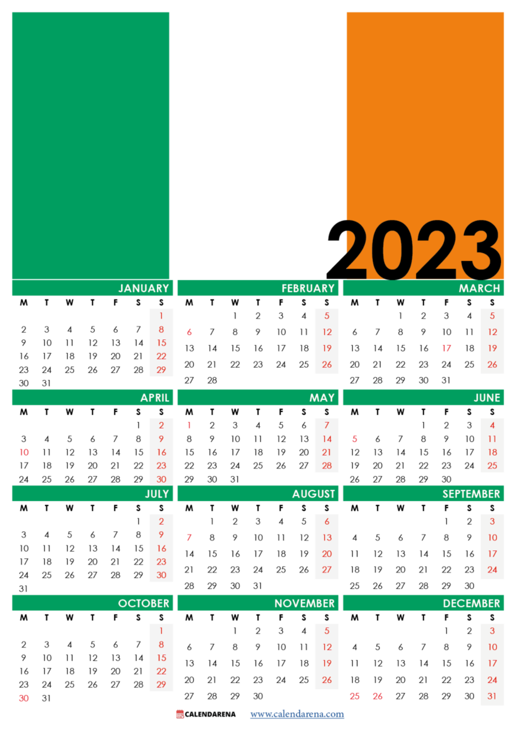 Calendar 2023 Ireland Printable