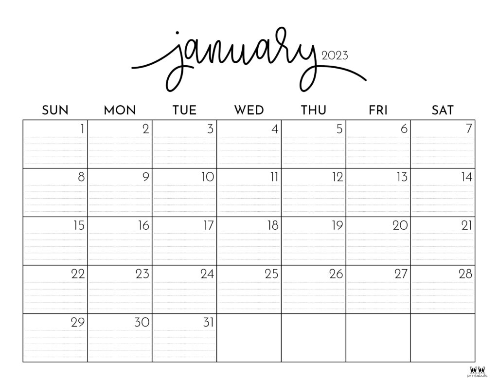 2023 Monthly Printable Calendar