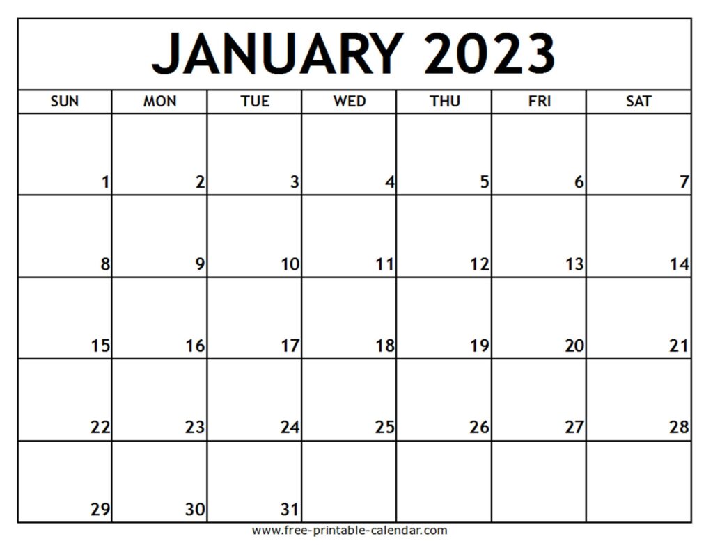 2023 Free Printable Calendar
