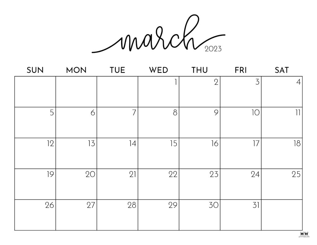 Printable March 2023 Calendar