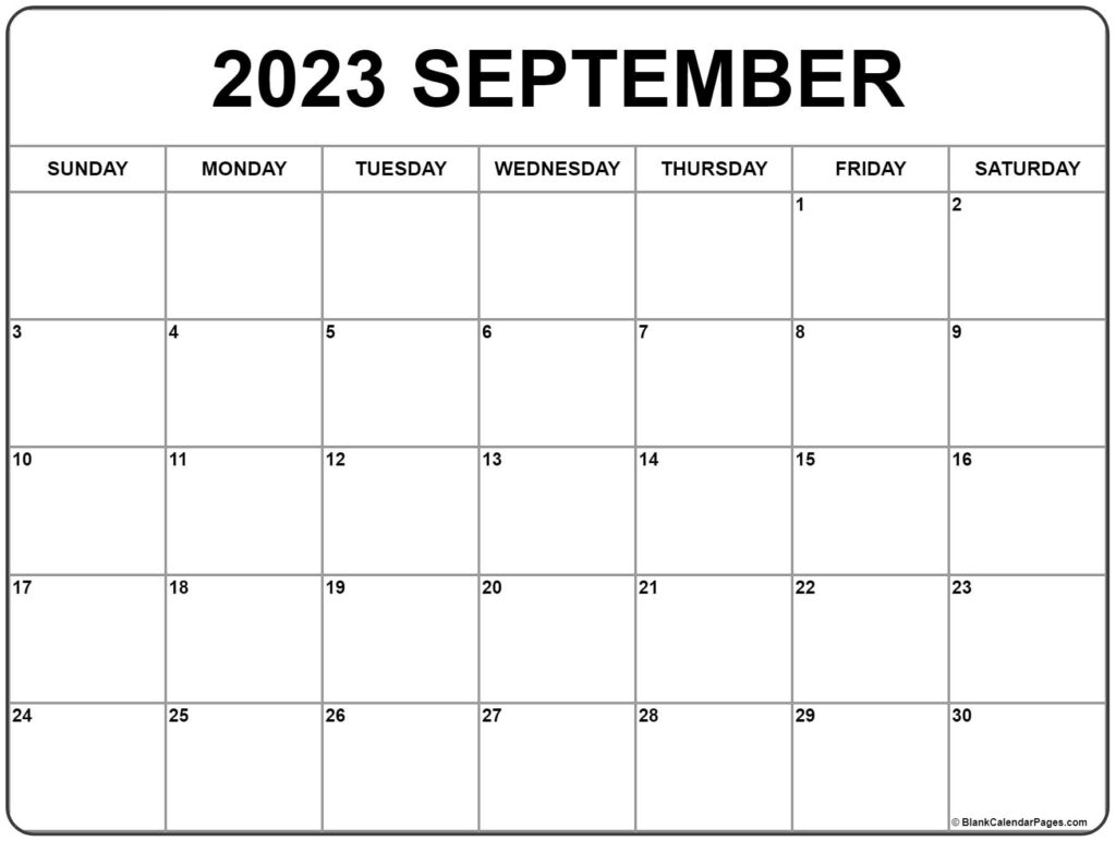 Printable Calendar Sept 2023