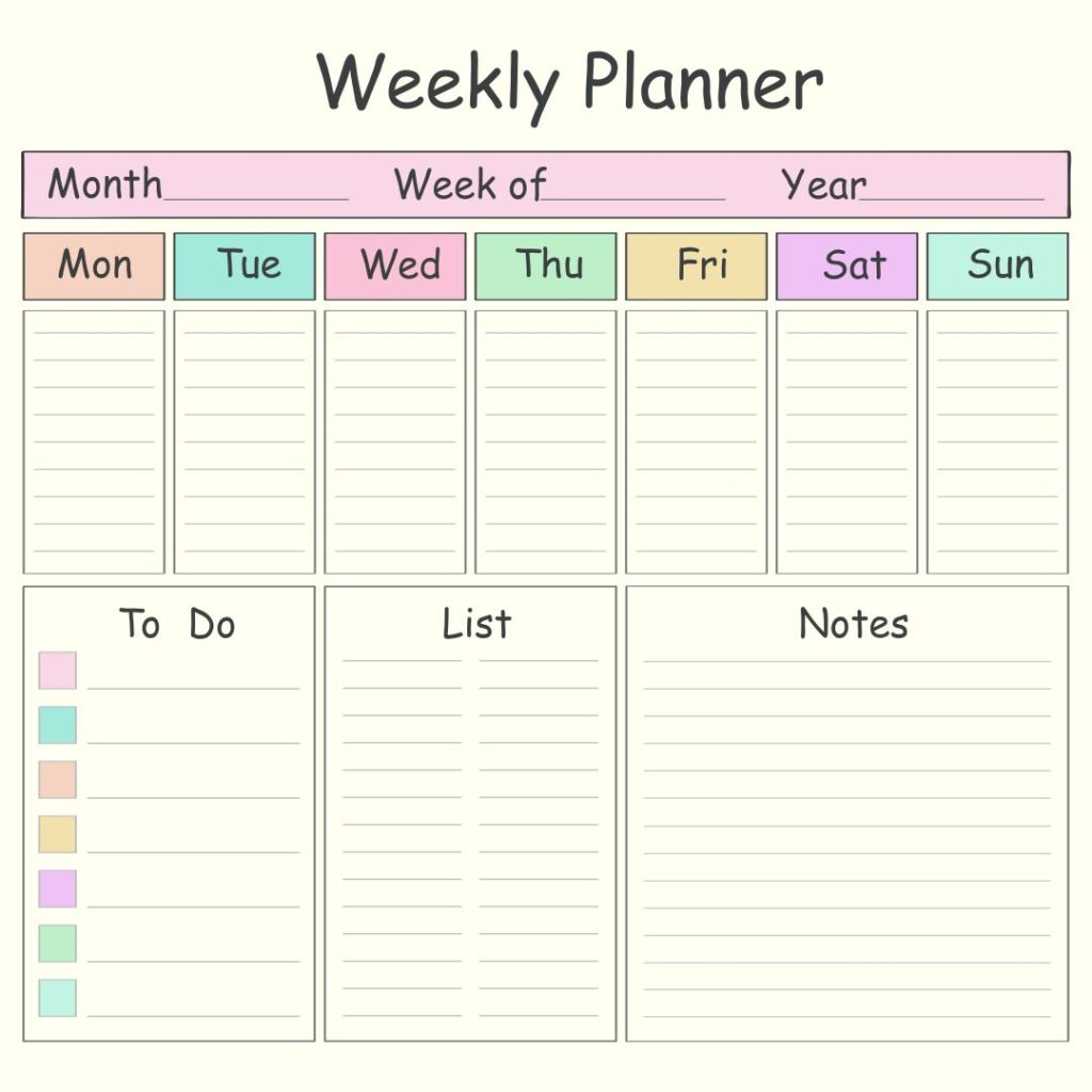 10 Best Blank Printable Weekly Calendars Templates Printablee