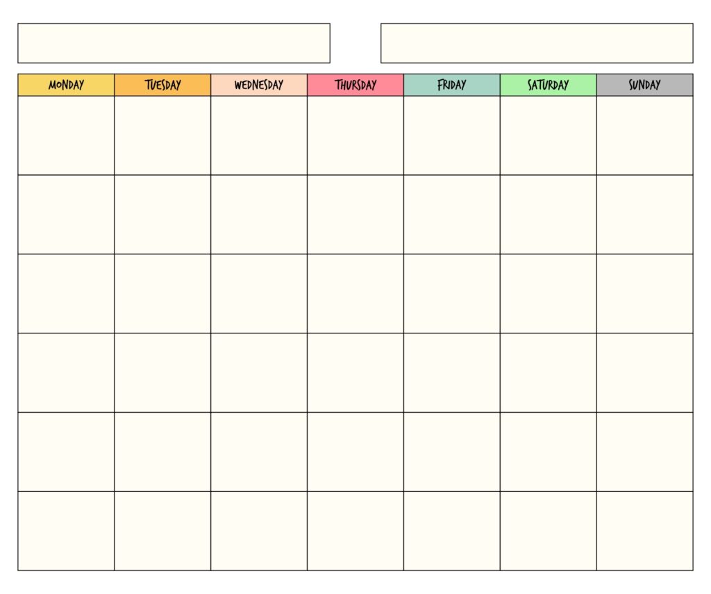 Printable Blank Monthy Calendar Grid