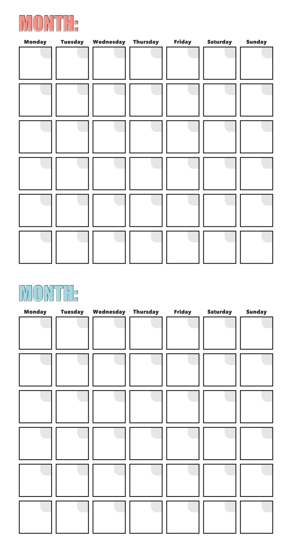 16 Best Printable Blank Calendar Grid Printablee