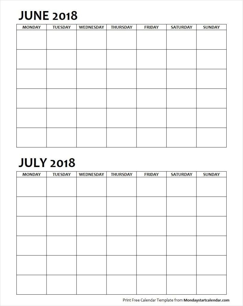 2 Month Blank Printable Calendar