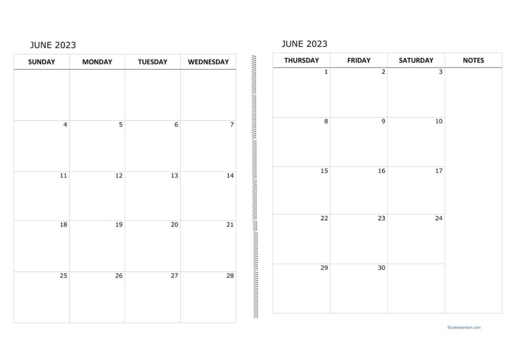 Blank Printable 2 Page Monthly Calendar - 2024 Calendar Printable