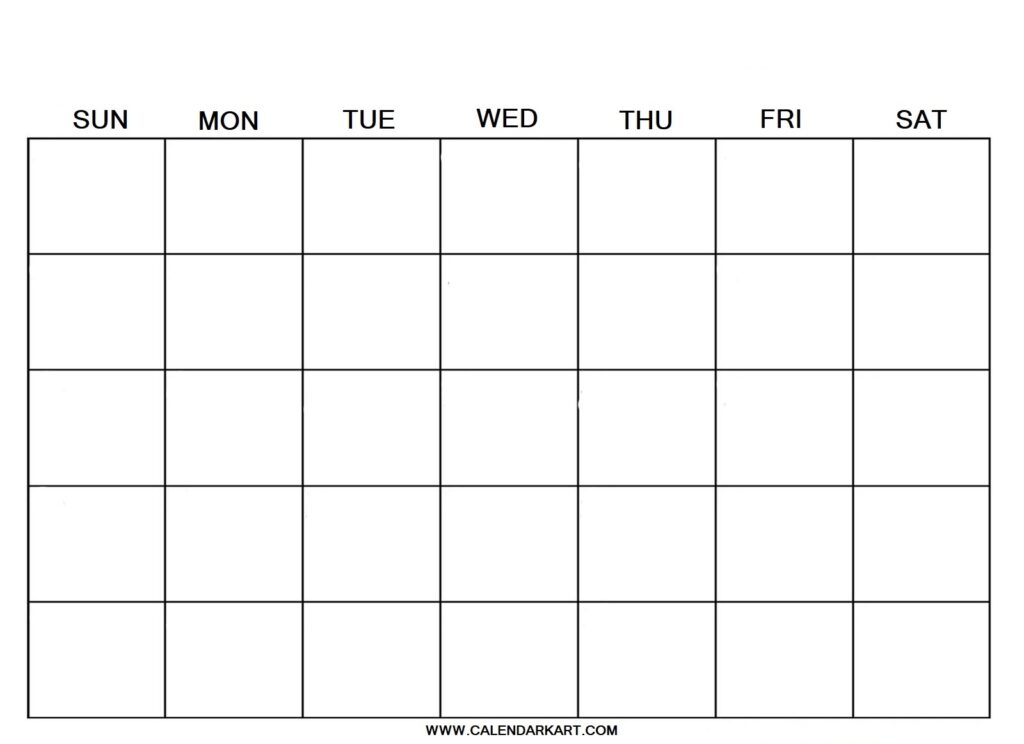 Free Blank Calendar Template Printable