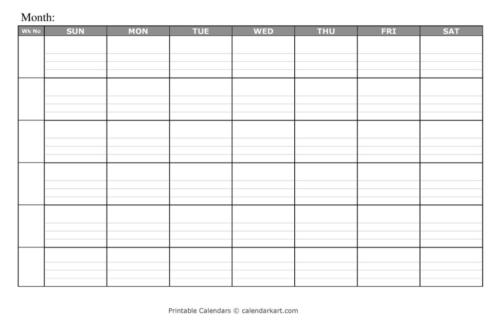 20 Free Printable Blank Calendar Templates Undated CalendarKart