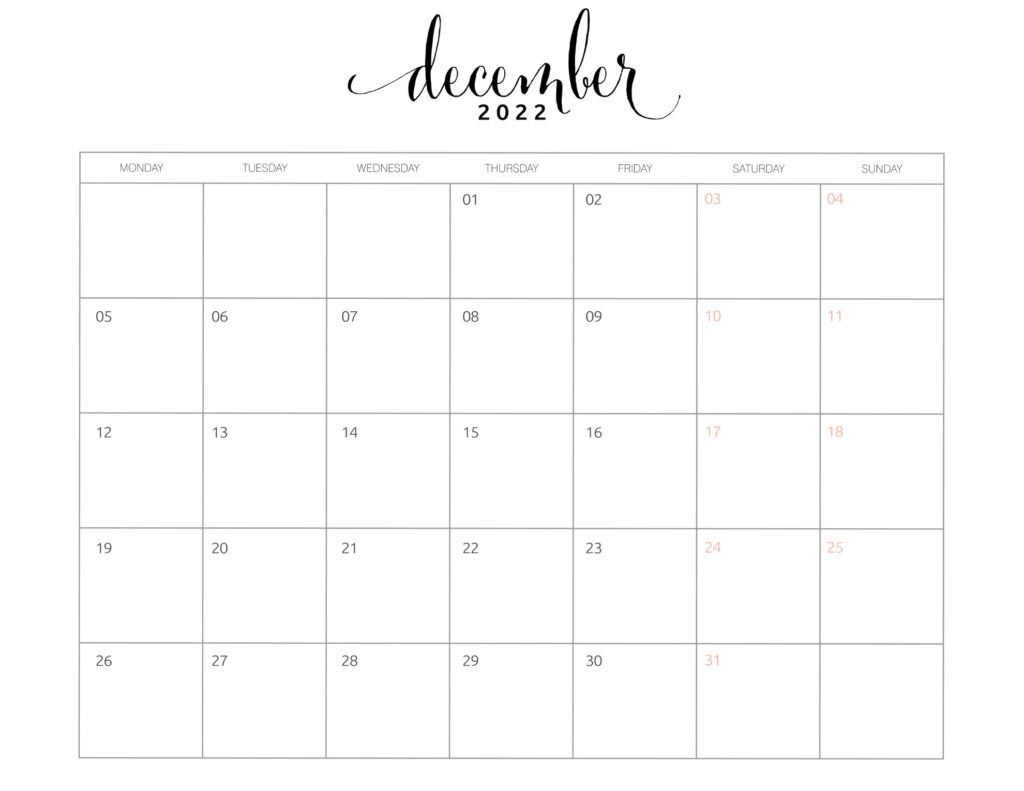 Free Printable Blank Calendar Modern