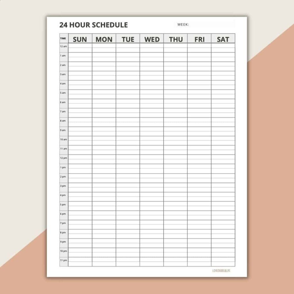 Printable Blank Date Weekly Hourly Calendar