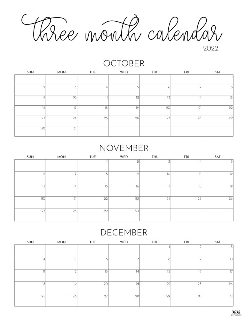 3 Month Quarterly Calendars 84 FREE Printables Printabulls