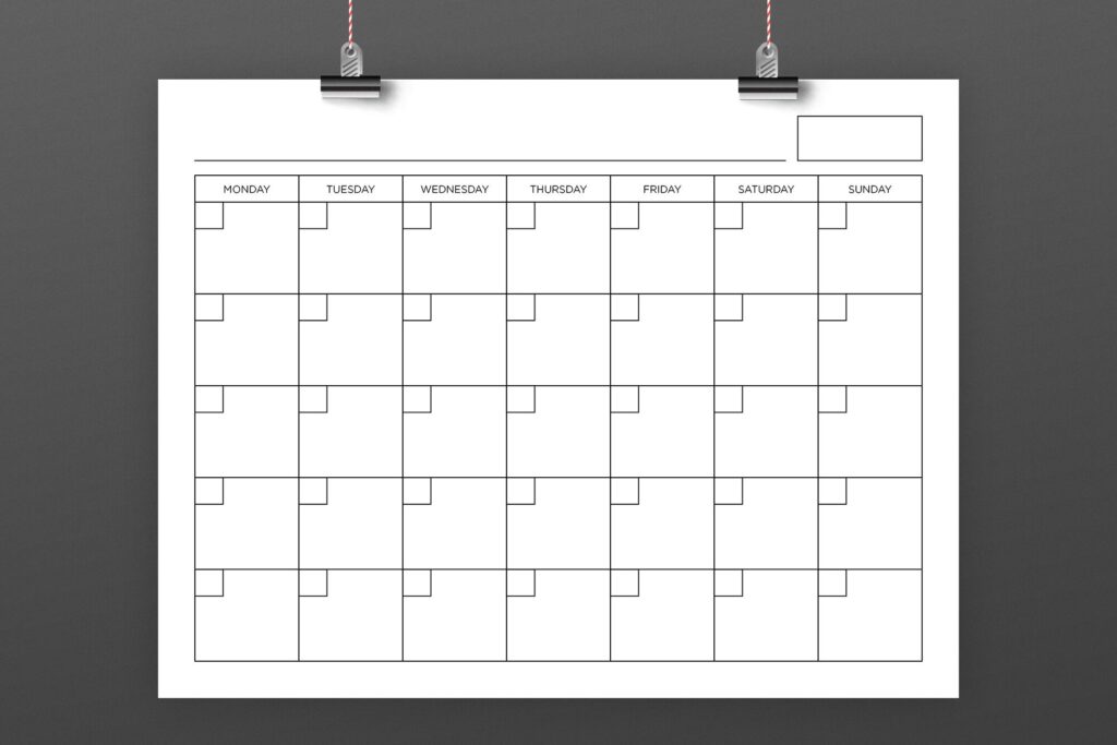 8 5 X 11 Inch Blank Calendar Page Template By Running With Foxes TheHungryJPEG