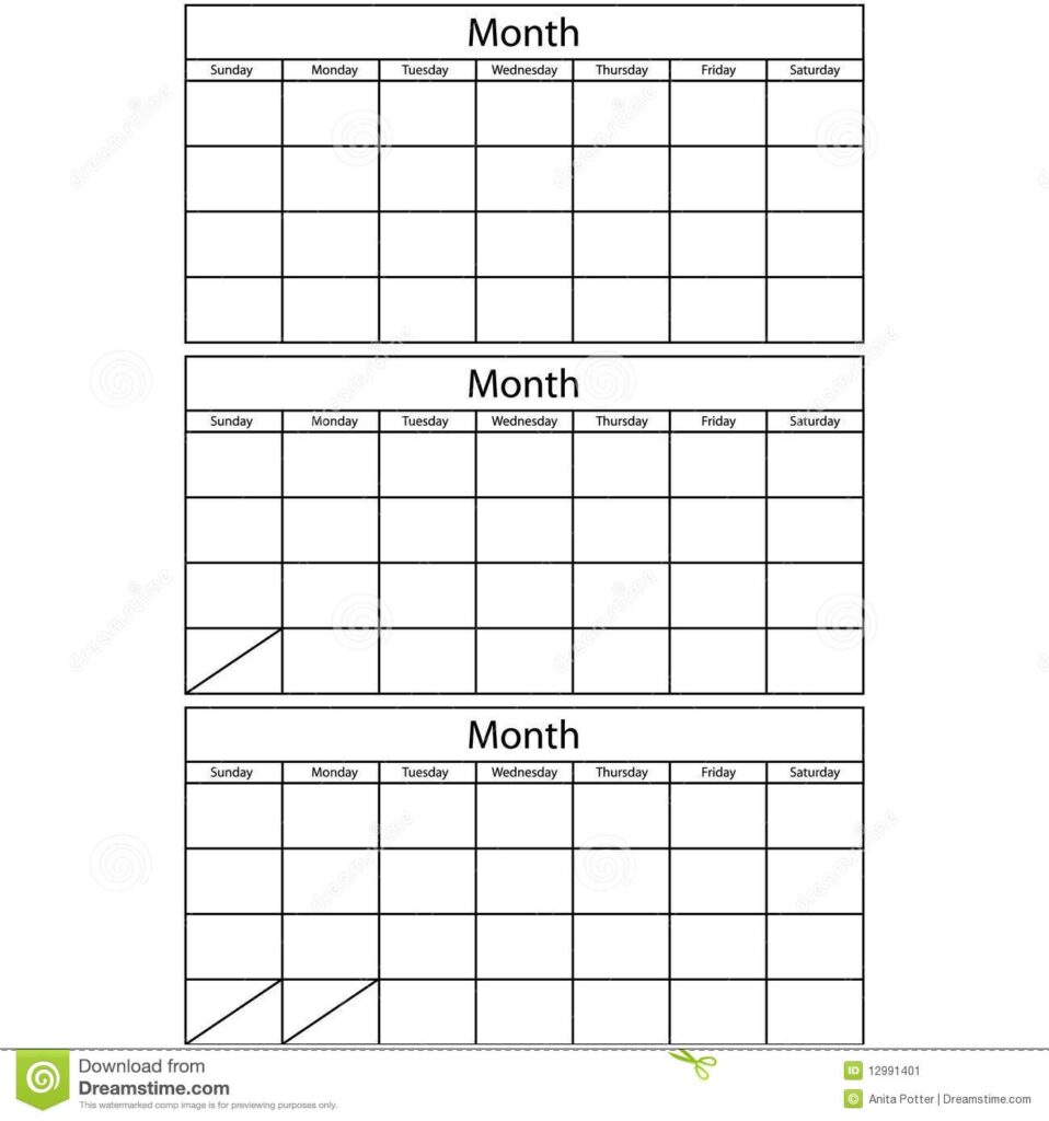 Blank Printable 3 Month Calendar