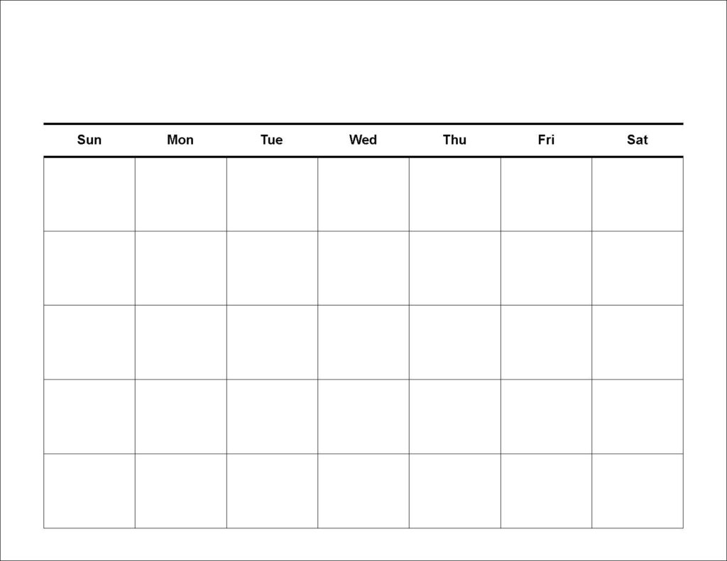 Blank 30 Day Printable Calendar