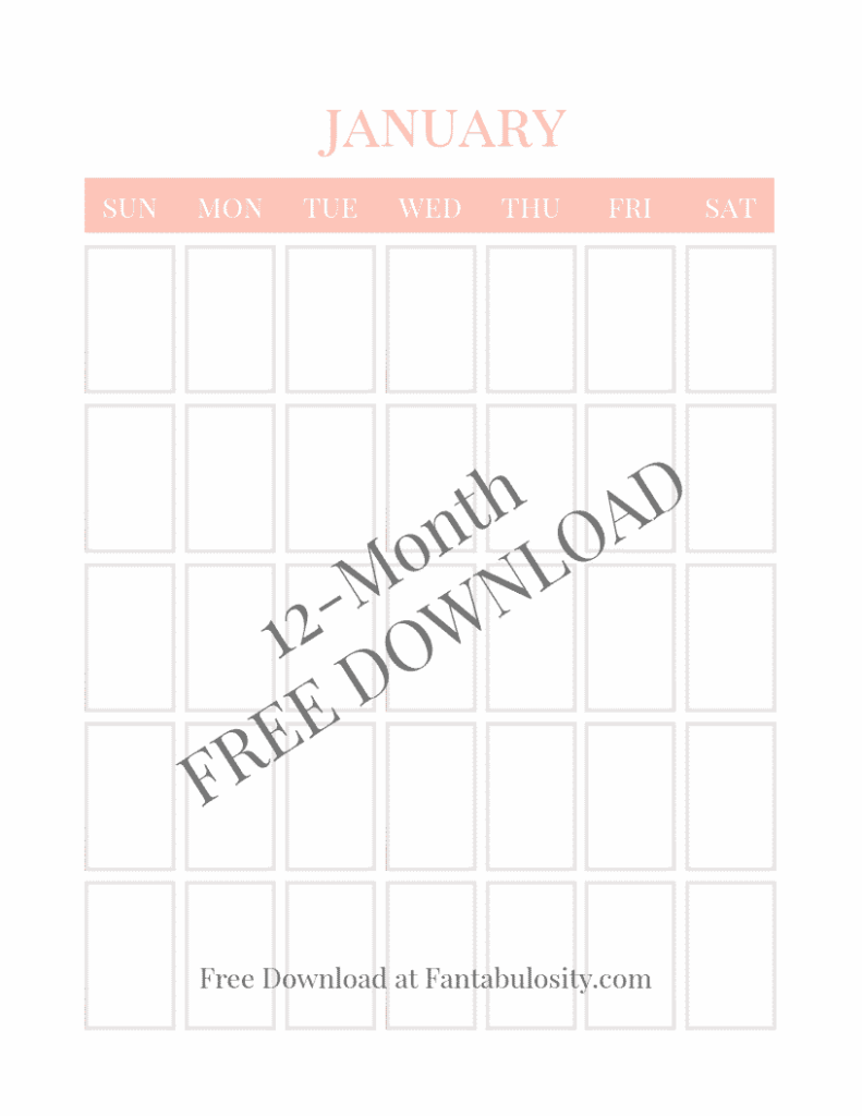 Printable Blank Vertical Calendar Template