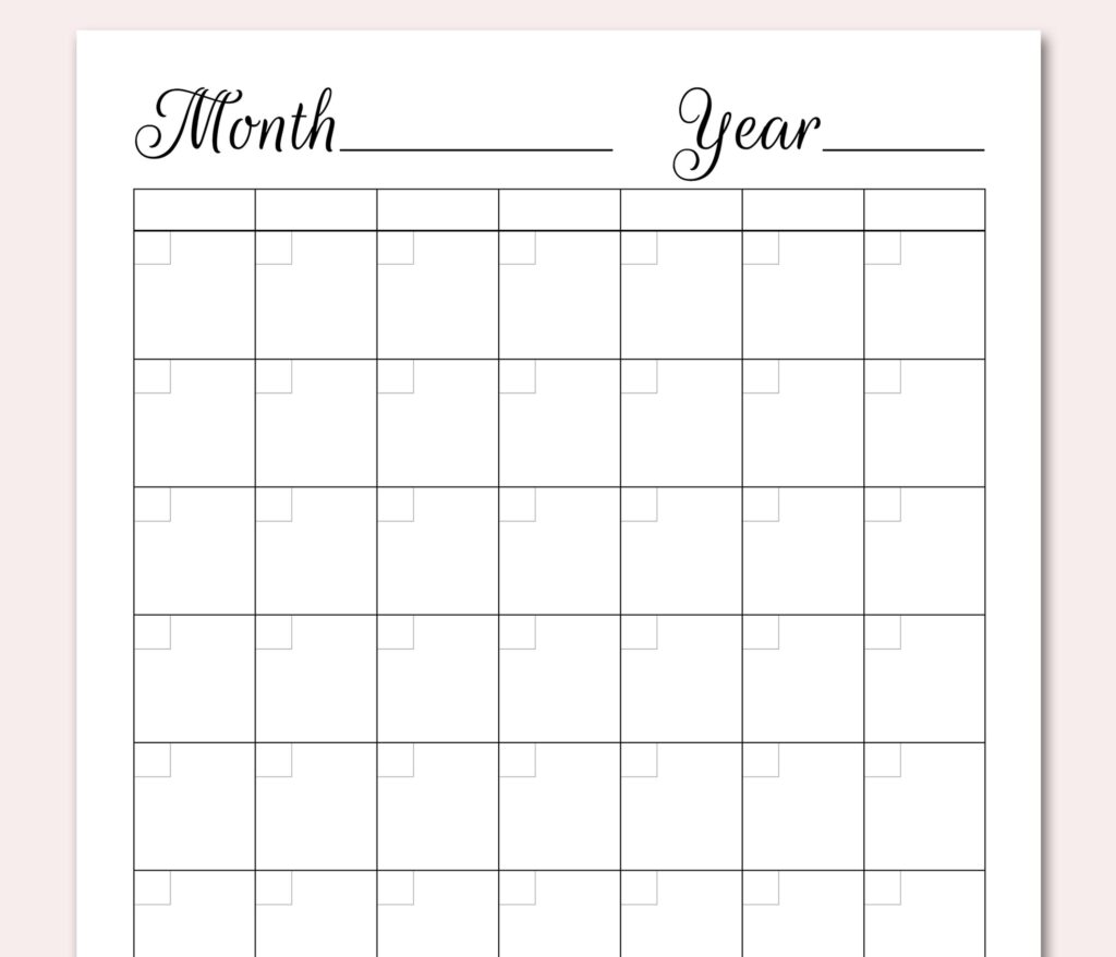 BLANK Calendar Planner Printable PDF Undated Perpetual Etsy de