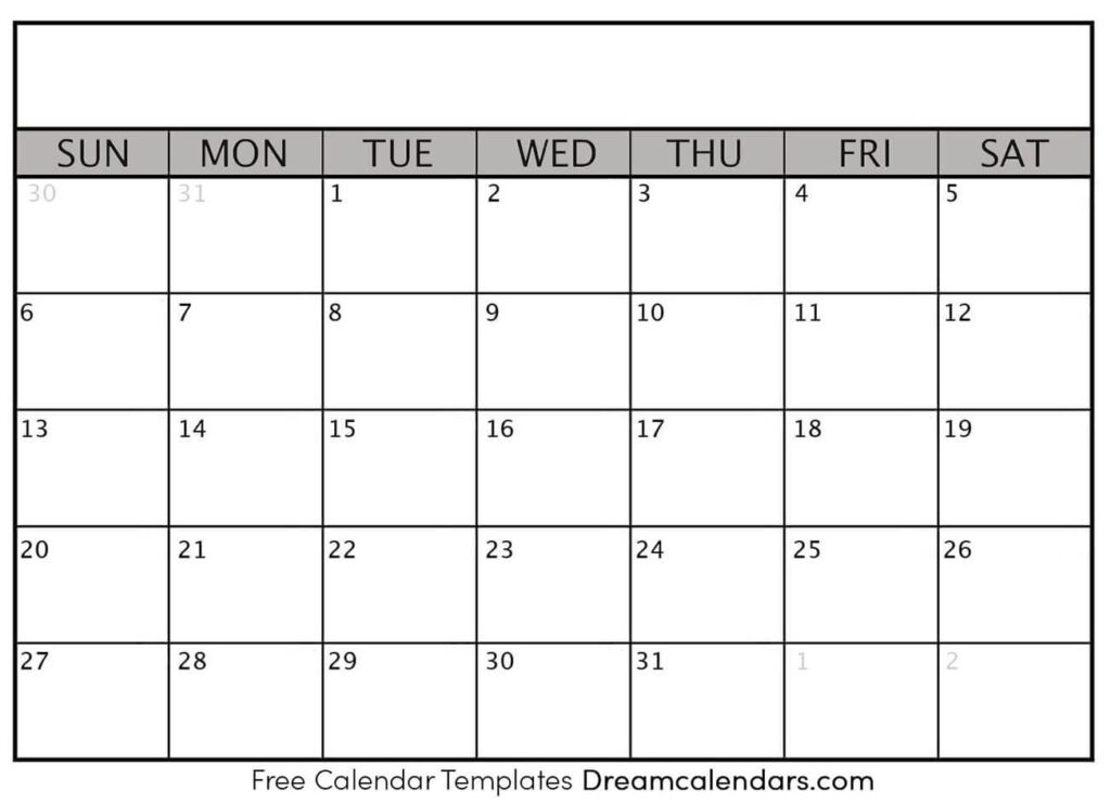 Printable Blank 31 Day Calendar 2023 Calendar Printable