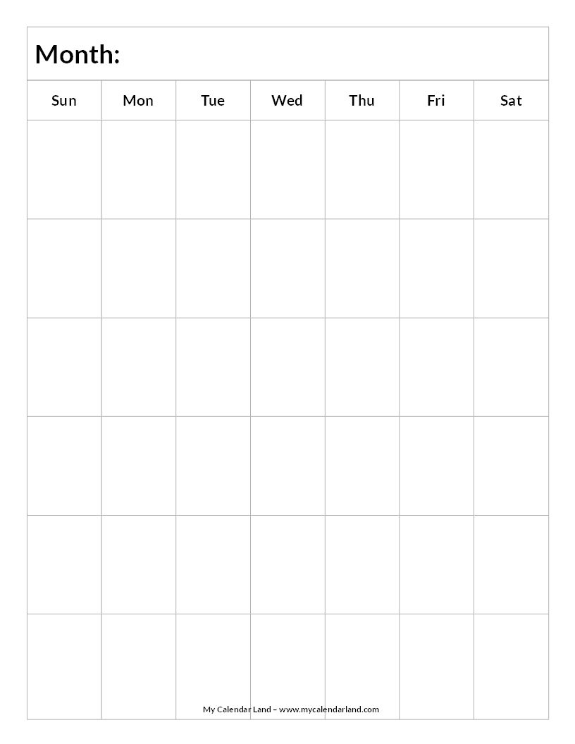 Blank Monthly Calendar Template Blank Calendar Template Blank Calendar