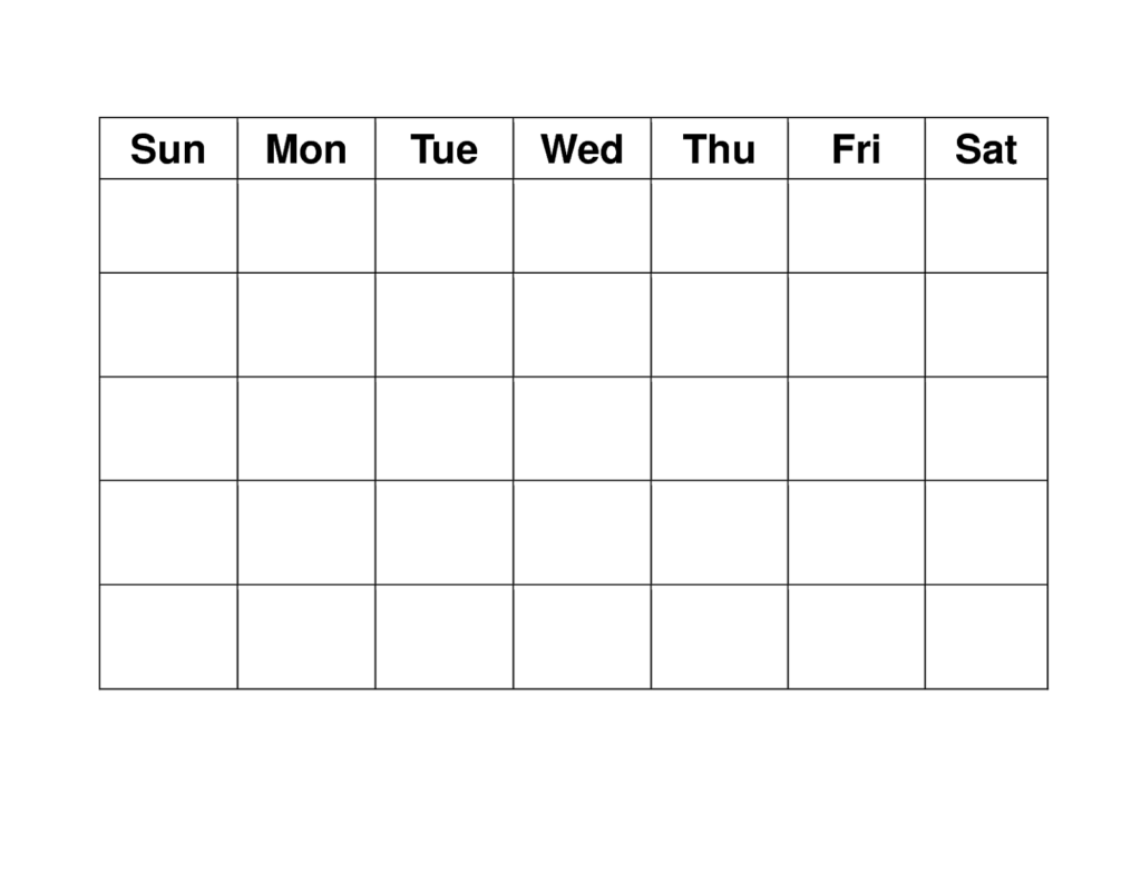 Printable Blank 4 Week Calendar