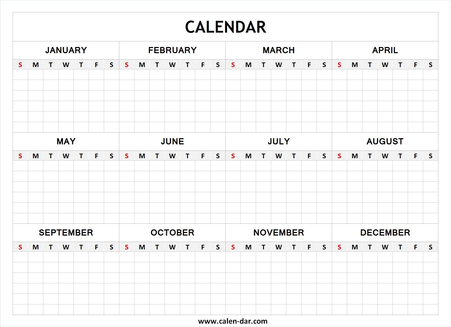 Blank Year Calendar Calendar Template Yearly Calendar Template Blank Calendar Template